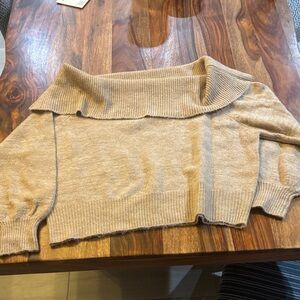 Eloquii Off-the-Shoulder Tan Sweater